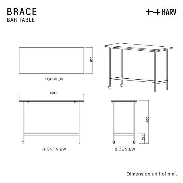 HARV BRACE Bar Table W150xD60xH100 T156 - Image 4
