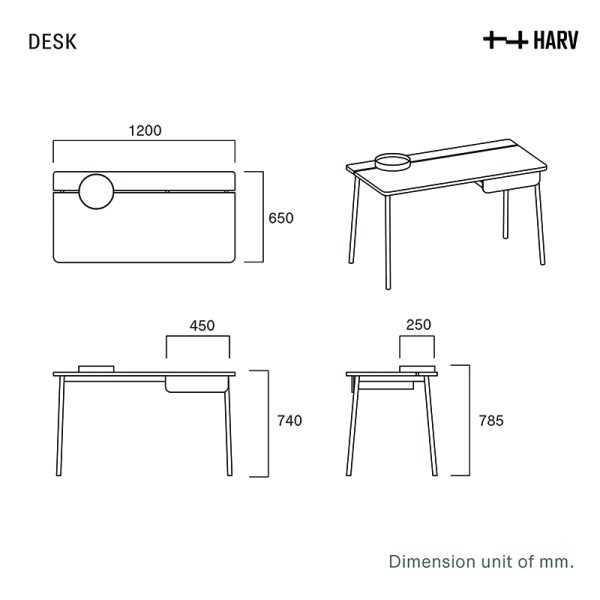 HARV Horizon Desk with Soft-Close Drawer and Slidable Tray W120xD65xH75 T1242 - Image 7