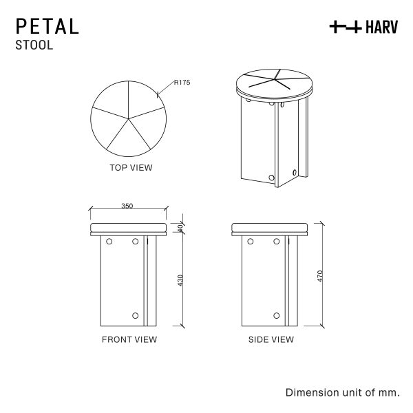 HARV เก้าอี้สตูล PETAL Stool W35xD35xH47 รุ่น DS-3501 - Image 7