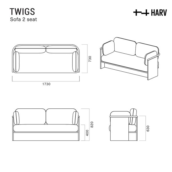 TWIGS 2 Seater Sofa W172xD81xH63 SF172 - Image 5