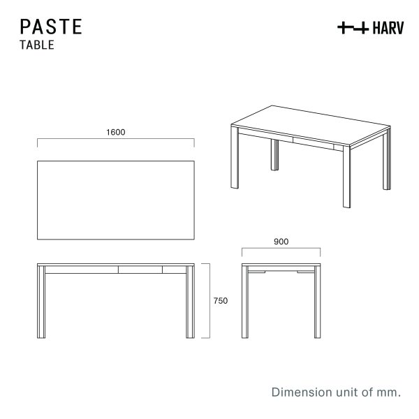HARV โต๊ะกินข้าว / โต๊ะทำงาน PASTE Table W160xD80xH75 รุ่น T164 - Image 7