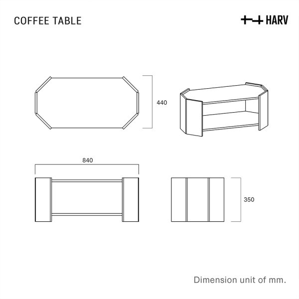 HARV โต๊ะกาแฟ Octagon W83xD42xH35 รุ่น CT8326 - Image 4