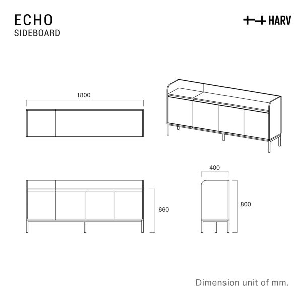 HARV ตู้วางทีวี / ตู้ไซด์บอร์ด ECHO180 Sideboard W180xD40xH80 รุ่น SI-1842 - Image 8