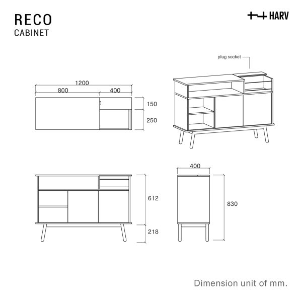 HARV ตู้วางทีวี ตู้วางเครื่องเล่นแผ่นเสียง RECO121 Turntable Stand W120xD40xH83 รุ่น RC121 - Image 8