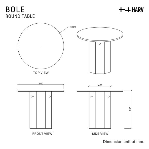 HARV โต๊ะกินข้าว BOLE Dining Table W90xD90xH75 รุ่น T902 - Image 7