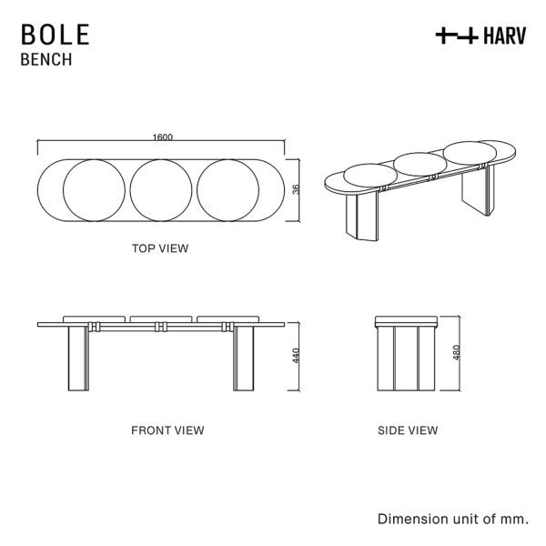 HARV ม้านั่ง/เก้าอี้กินข้าว BOLE Bench W160xD36xH48 รุ่น BH161 - Image 5