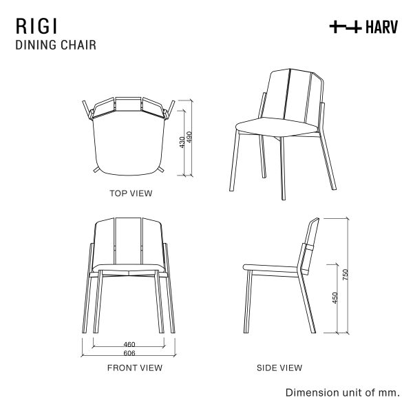 HARV เก้าอี้ RIGI Dining Chair W60.6xD49xH75 (Seat H45 cm) รุ่น CH525 - Image 8