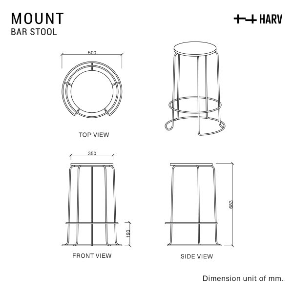 HARV บาร์สตูล MOUNT Bar Stool W50xD50xH68.3 รุ่น CH495 - Image 2