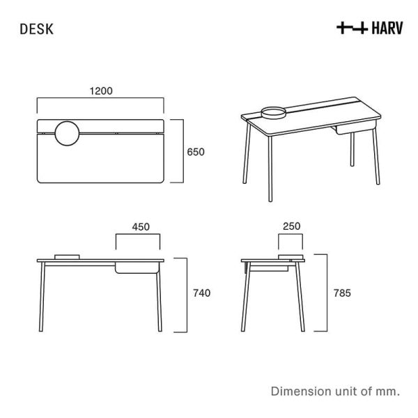 HARV Horizon Desk with Soft-Close Drawer and Slidable Tray W120xD65xH75 T1242 - Image 7