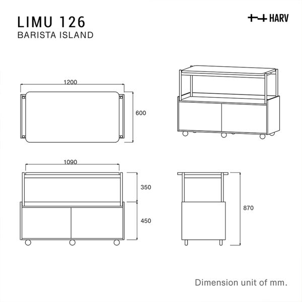 HARV เคาเตอร์กาแฟท้อปหินอ่อน LIMU 128 Coffee Counter with Marble Top W120xD60xH87 BC128 - Image 8