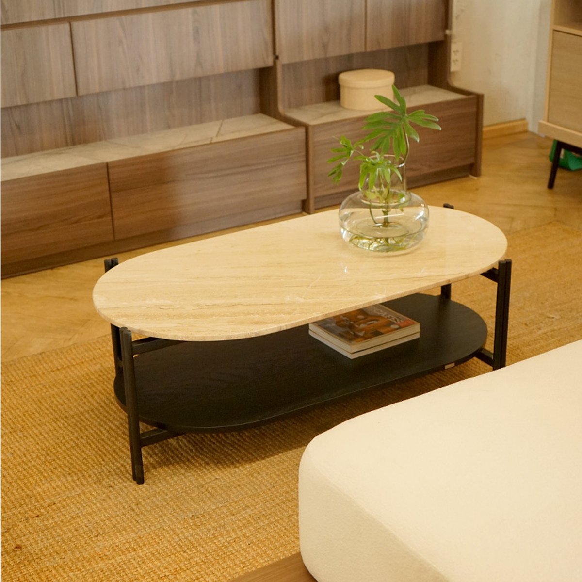 HARV โต๊ะกาแฟท้อปหินอ่อน ทรงแคปซูล LIMU W115xD60xH40 รุ่น CTL1121MH - Image 3