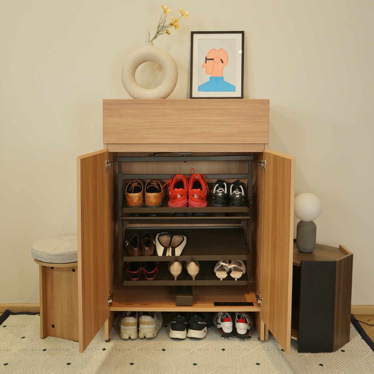 HARV ตู้รองเท้า NOLE Rotatable Shoes Cabinet W80xD40xH120 รุ่น SBN0802N - Image 2